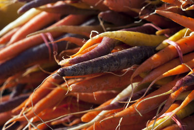 Close up of fresh carrots for sale