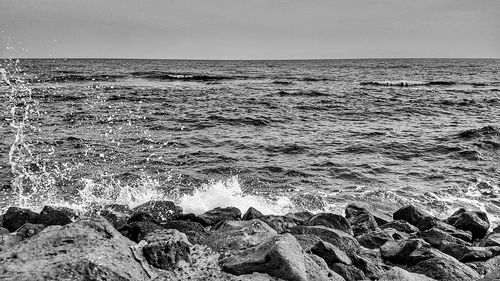 Scenic view of sea against clear sky