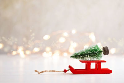 Close-up of christmas decoration on table