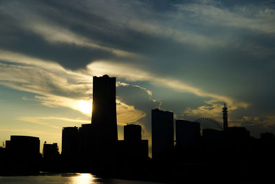 Silhouette buildings against sky during sunset