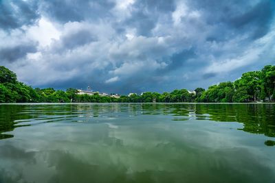 Scenic view of lake against sky