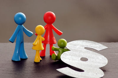 Close-up of toys on table