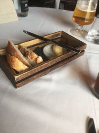 High angle view of food on table