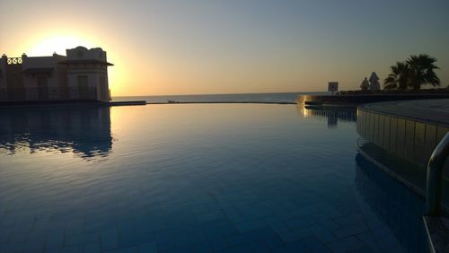 View of buildings at sunset