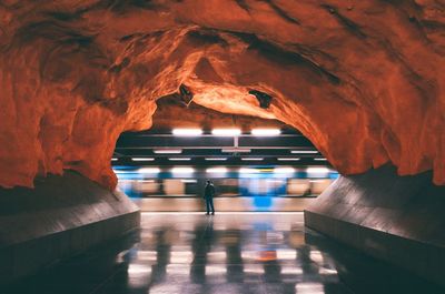 View of illuminated tunnel