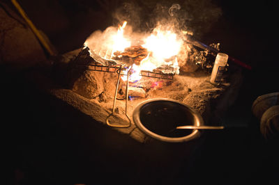 Close-up of meat on barbecue grill