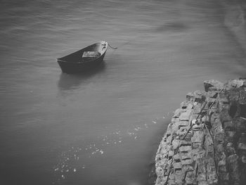 High angle view of boats in sea