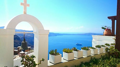 View of sea against blue sky