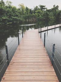 Wooden bridge over river