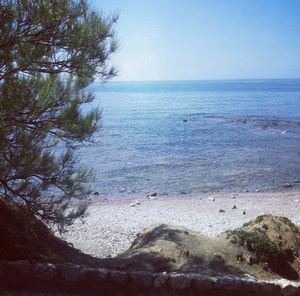 Scenic view of sea against clear sky