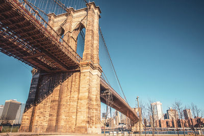 Low angle view of suspension bridge