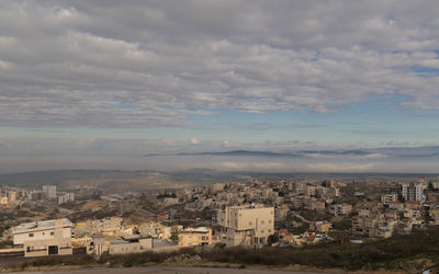 High angle view of townscape against sky