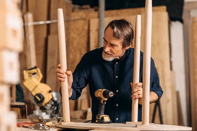 Man working on table