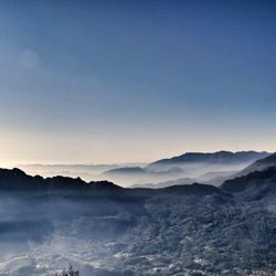 Scenic view of mountains against clear sky