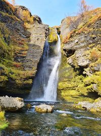 Scenic view of waterfall