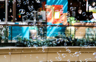 Close-up of bubbles in mid-air
