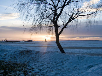 Scenic view of sea at sunset