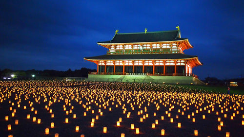 Low angle view of building at night