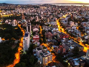 High angle view of city buildings