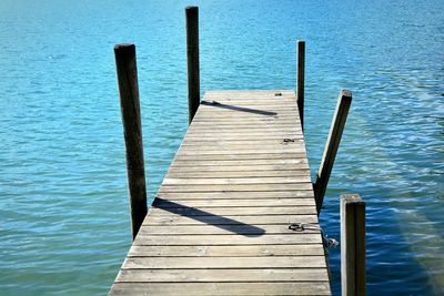 High angle view of pier over lake