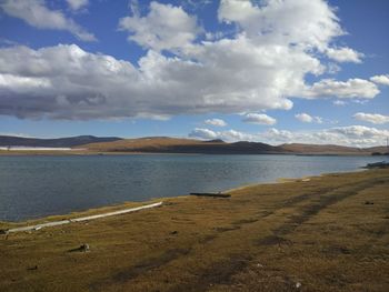 Scenic view of beach against sky