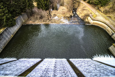 High angle view of dam