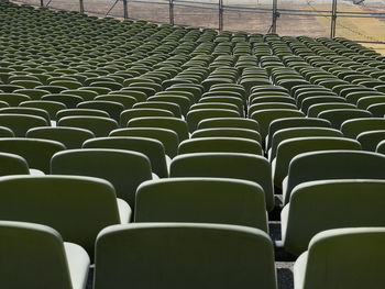 High angle view of empty seats at stadium