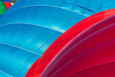 Close-up of hot air balloon against blue sky