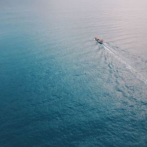 High angle view of man in water