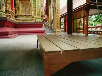 Empty benches in building