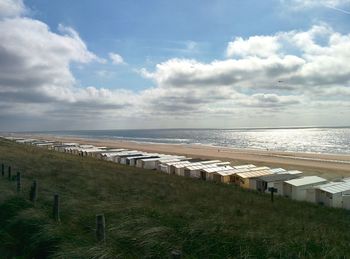 Scenic view of sea against cloudy sky