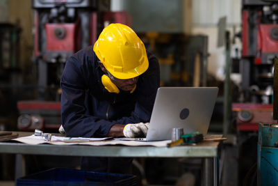 Man working on table