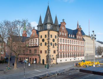 Low angle view of buildings in city