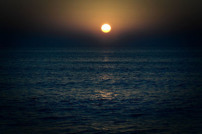 Scenic view of sea against sky at sunset