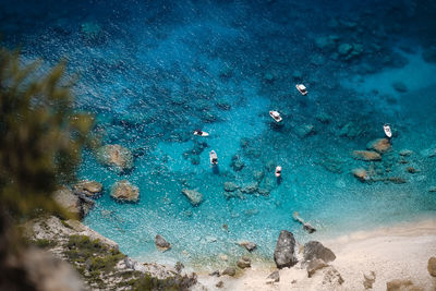 High angle view of people on beach