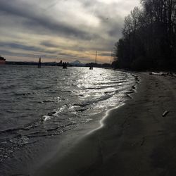 Scenic view of sea against cloudy sky