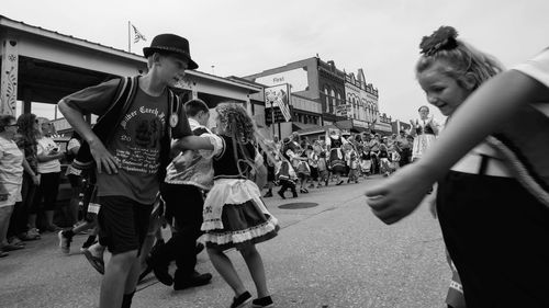 People on street in city