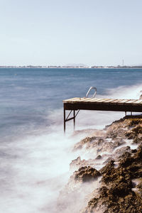 Scenic view of sea against clear sky