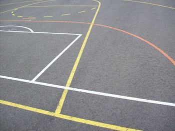 High angle view of basketball court