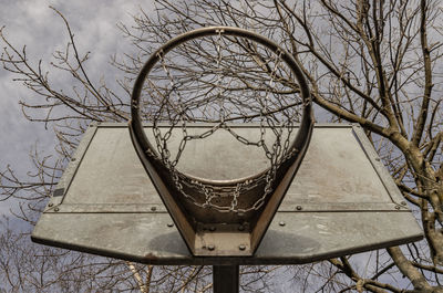 Low angle view of basketball hoop against sky