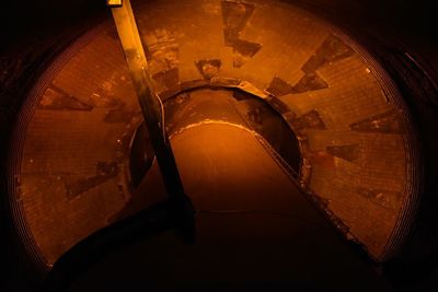 Low angle view of spiral staircase in building