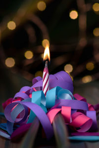 Close-up of illuminated candles