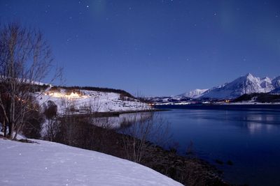 Scenic view of snow covered mountains