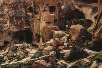 High angle view of historic site