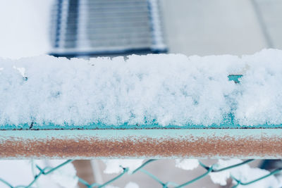 Close-up of icicles on building during winter