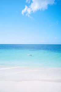 Scenic view of sea against blue sky