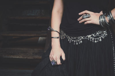 Close up female hands and waist concept photo