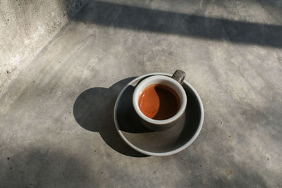 High angle view of coffee on table