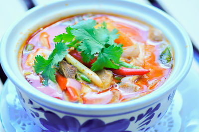 Close-up of soup in bowl