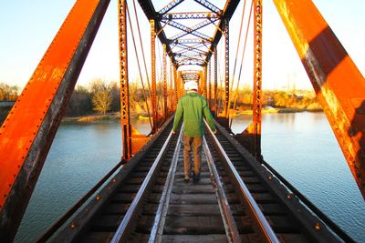 Walking down train tracks 